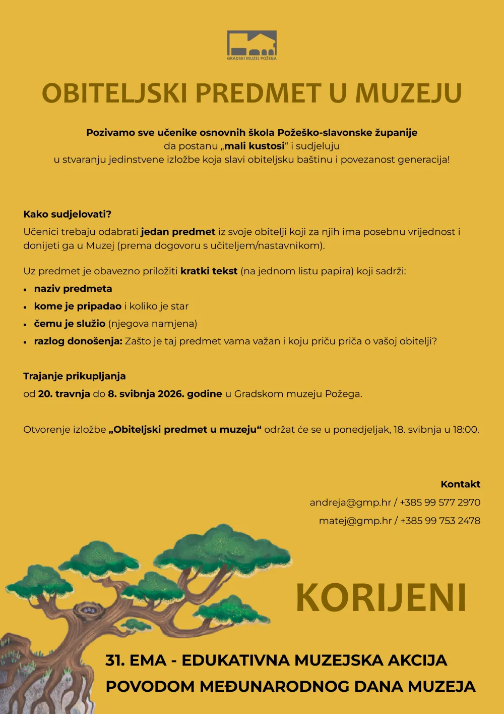 Postani "mali kustos" Gradskog muzeja Požega! 